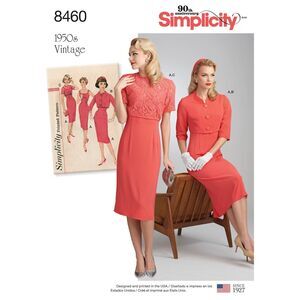 Simplicity 8460 Vintage Sheath Dress & Jackets Sz 6-14 UNCUT Pattern 1950s Repro